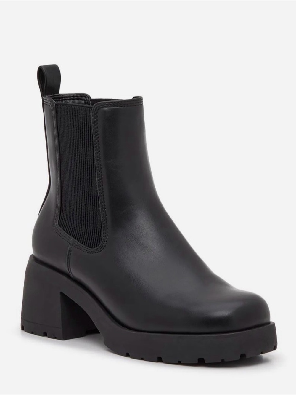 Steve Madden Brontey Black Chelsea Lug Heel Boot - Women's